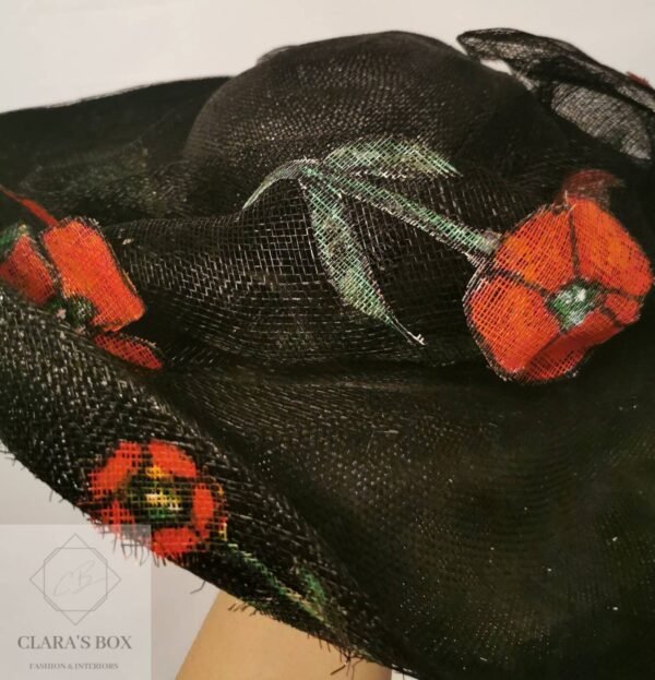 1920s raffia hat with poppies