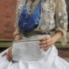 1940s beaded clutch with Edwardian Marthe Gomot silk and crochet lace bodice with silk bow detailing