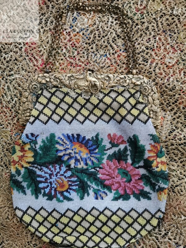 19th century beaded leather purse, Georgian, image of a hound