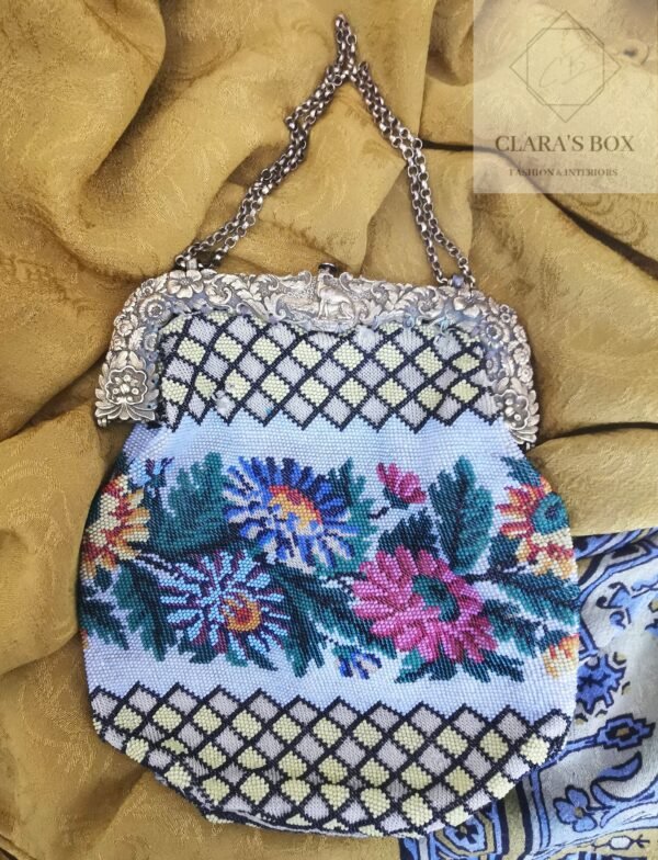 19th century beaded leather purse, Georgian, image of a hound