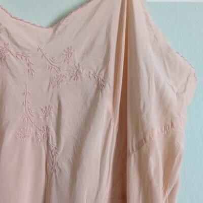 1930s embroidered lingerie, Art Deco silk slip dress