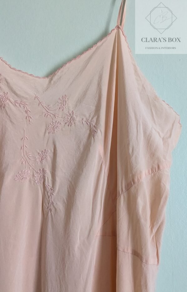 1930s embroidered lingerie, Art Deco silk slip dress